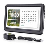 ROCAM Horloge Numérique 7", Calendrier Digital avec Date & Jour, 20 Alarmes & Rappel, Grand Écran, Navigation Facile, 10 Niveaux, DST Auto, Reveil Numerique pour Alzheimer et Personnes Âgées, 6 Langue