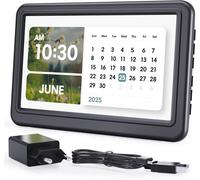 ROCAM Horloge Numérique 7"", Calendrier Digital avec Date & Jour, 20 Alarmes & Rappel, Grand Écran, Navigation Facile, 10 Niveaux, DST Auto, Reveil Numerique pour Alzheimer et Personnes Âgées, 6 Langu