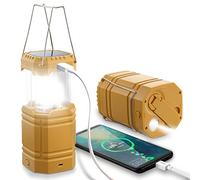 ROCAM Lampe Solaire Rechargeable pour Camping et Extérieur, Lanterne IPX4 Étanche, 3 Méthodes de Charge, pour Excursions, Secours, Pêche, Cave, Jaune