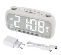 ROCAM Radio-réveil numérique avec FM, réveil pour chambres avec lumière nocturne, Bluetooth 5.0, 5 niveaux de luminosité réglables, USB/Type C/DST/Snooze/batterie de secours