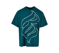 ROCAWEAR T-Shirt pétrole / blanc cassé, Taille M