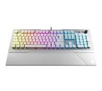 ROCCAT VULCAN 122 AIMO - Clavier - avec roue médias - rétro-éclairé - USB - Français - commutateur : Roccat Titan switches - blanc, argent Blanc G