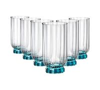 Rocco Bormioli Bormioli Rocco Florian Lot de 6 verres en verre à pied bleu pour long Drink 43 cl
