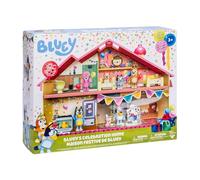 Rocco Giocattoli | Celebration Home de Bluey - Le Playset de la Maison des fêtes de Bluey avec des Figurines d'action Accessoires et Autocollants