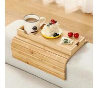 ROCDEER Grand plateau pour accoudoir de canapé en bambou avec rangement caché, plateau portable anti-déversement pour boissons, collations