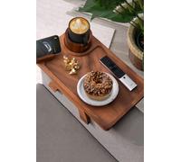 ROCDEER Plateau d'accoudoir de canapé en bois d'acacia | Grand support portable pour plateau de canapé avec support pour boissons et collations | Fonction anti-déversement pour télécommandes et