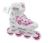Roces Compy 8.0 Girl Patins en Ligne pour Fille, Taille Réglable, Patins à roulettes, Enfant, Blanc et Violette, 30-33