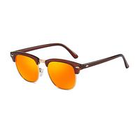 Rocf Rossini Femmes Lunettes de Soleil à Demi-cerclées Polarisées Classique Cat.3 Polarisées Lunettes de Soleil pour Hommes Rétro (Marron/Orange)
