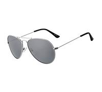 Rocf Rossini Lunettes de soleil Pilote Classique polarisées rétro pour Homme Femme Pilotes avec protection UV 400 58MM (Argent/gris)