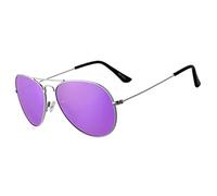 Rocf Rossini Lunettes De Soleil Polarisées Femmes Pilote Classique Pilote Hommes Rétro Lunettes pour Conduire Avec Protection Case-UV400 (Argent/Violet)