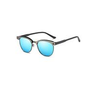 Rocf Rossini Polarisées Lunettes de Soleil à Demi-cerclées Hommes Classique Metal Polarisées Lunettes de Soleil pour Femmes Rétro (Bleu)