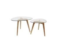ROCH - Lot de 2 Tables Basses Gigognes Verre Trempé