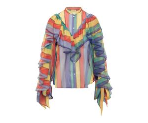 Rochas - Blouse à Volants et Imprimé Rayé - Femme - Blouses et Chemises - Multicolore - Taille: 38 FR