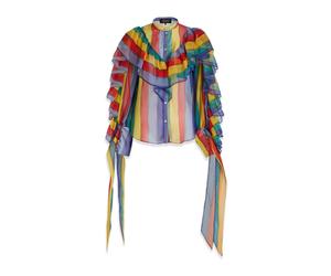 Rochas - Blouse à Volants et Imprimé Rayé - Femme - Blouses et Chemises - Multicolore - Taille: 38 FR