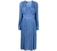 Rochas - Robe Midi Bleue Plissée avec Col en V - Femme - Robes - Bleu - Taille: 36 FR