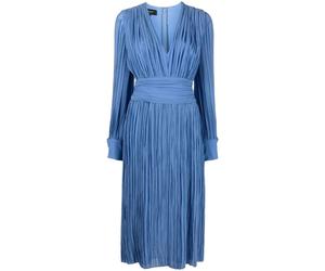 Rochas - Robe Midi Bleue Plissée avec Col en V - Femme - Robes - Bleu - Taille: 36 FR