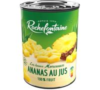 ROCHEFONTAINE - Ananas en morceaux juteux au sirop léger, Saveur fruitée pratique, 567g - Lot De 4