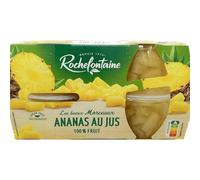 ROCHEFONTAINE Fruits au Sirop Ananas au Jus - Pack de 4 portions de 120 ml chacune - Format familial pratique - Sans conservateur - Nutri-Score A - Lot de 3