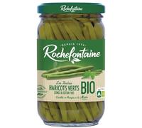 ROCHEFONTAINE Haricots verts bio extra fins longs cueillis et rangés à la main, bocal verre 180 g, tendres et savoureux, sans conservateur, Nutriscore A - Lot de 3