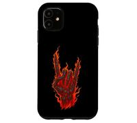Rocher Flamboyant sur Main de Squelette, Art de Panneau Rock and Roll Coque pour iPhone 11