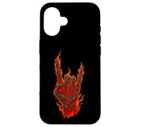 Rocher Flamboyant sur Main de Squelette, Art de Panneau Rock and Roll Coque pour iPhone 16