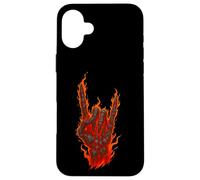 Rocher Flamboyant sur Main de Squelette, Art de Panneau Rock and Roll Coque pour iPhone 16 Plus