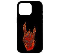 Rocher Flamboyant sur Main de Squelette, Art de Panneau Rock and Roll Coque pour iPhone 16 Pro