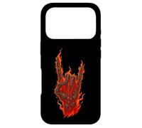 Rocher Flamboyant sur Main de Squelette, Art de Panneau Rock and Roll Coque pour iPhone 17 Pro