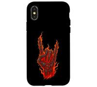 Rocher Flamboyant sur Main de Squelette, Art de Panneau Rock and Roll Coque pour iPhone X/XS