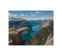 Rocher Trolltunga surplombant Le lac Ringedalsvatnet, Norvège，Puzzle 1000 Pièces Puzzle en Papier d'impression Haute Définition Défiez Le Problème Stimuler La Créativité Jeu Interactif（38x26cm）-P18