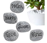 Roches décoratives pour jardinière - 5 pièces de Roches en résine pour de Cactus Succulents | Mini Galets Faux imperméables avec Un Design de Lettre Chaud, Jolies décorations de vases pour