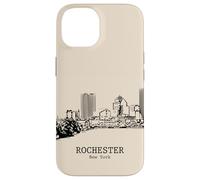 Rochester New York Vintage Skyline Dessin Coque pour iPhone 14