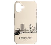 Rochester New York Vintage Skyline Dessin Coque pour iPhone 16 Plus
