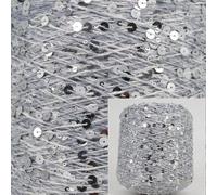 ROCILA Fil de Coton Fantaisie 500 g 6 mm/3 mm Paillettes Fil à Tricoter Fil Partenaire idéal Tricoter avec d'autres Fils