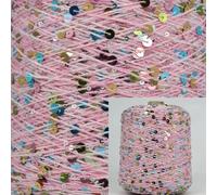 ROCILA Fil de Coton Fantaisie 500 g 6 mm/3 mm Paillettes Fil à Tricoter Fil Partenaire idéal Tricoter avec d'autres Fils