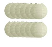 ROCILB 12 pièces Lanternes Rondes en Papier Beige pour Festivals et fêtes, lanternes décoratives en Papier suspendues (10 cm, 20 cm, 30 cm)