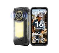 Blackview Rock 5 Téléphone Portable Incassable 24Go+256Go 20000mAh Caméra 108MP Lampe de Camping Android 16 IP69K 2.4K 120Hz-Noir