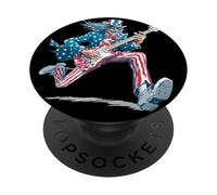 Rock américain avec Guitare électrique et Couleurs patriotiques PopSockets PopGrip Adhésif