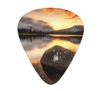 Rock and Lake Lot de 12 médiators imprimés sous le coucher de soleil - Médiators confortables et polyvalents pour tous les styles de guitare et joueurs