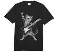 Rock and Roll Cat Playing Electric Guitar Tabby Kitten Comfort Colors Adult Heavyweight T-Shirt