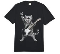 Rock and Roll Cat Playing Electric Guitar Tabby Kitten Comfort Colors Adult Heavyweight T-Shirt