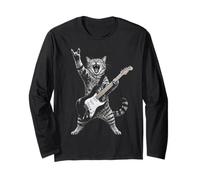 Rock and Roll Cat Playing Electric Guitar Tabby Kitten Manche Longue