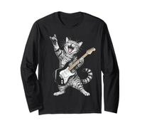 Rock and Roll Cat Playing Electric Guitar Tabby Kitten Manche Longue