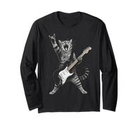 Rock and Roll Cat Playing Electric Guitar Tabby Kitten Manche Longue