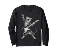 Rock and Roll Cat Playing Electric Guitar Tabby Kitten Manche Longue