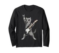 Rock and Roll Cat Playing Electric Guitar Tabby Kitten Manche Longue