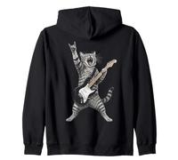 Rock and Roll Cat Playing Electric Guitar Tabby Kitten Sweat à Capuche