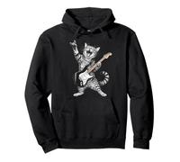 Rock and Roll Cat Playing Electric Guitar Tabby Kitten Sweat à Capuche