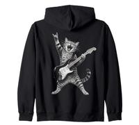 Rock and Roll Cat Playing Electric Guitar Tabby Kitten Sweat à Capuche