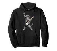 Rock and Roll Cat Playing Electric Guitar Tabby Kitten Sweat à Capuche